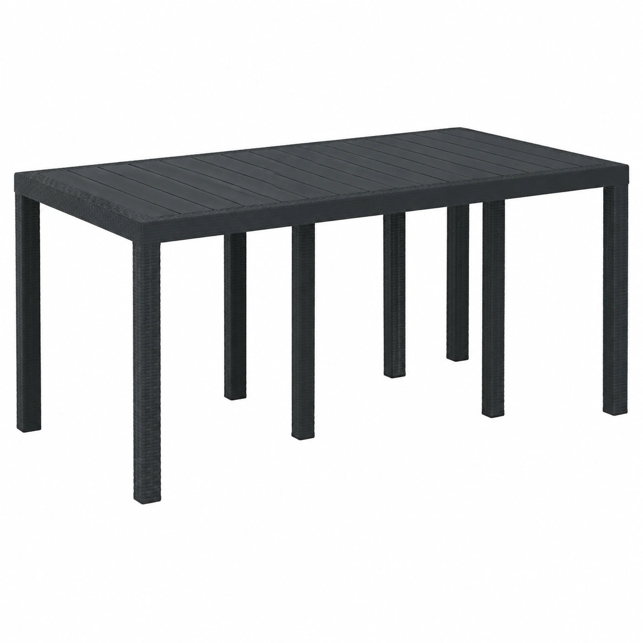 Table à manger, en résine tressée, coloris anthracite, 200 x 100 x 73 cm, pour la salle à manger