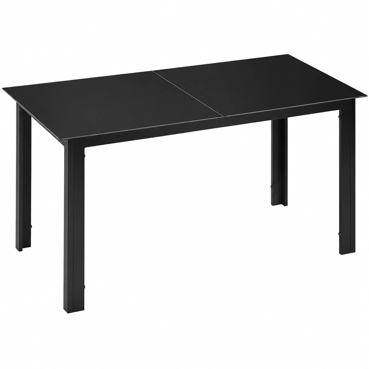 Table, en aluminium et verre trempé, 6 places, 150 x 90 x 74 cm, coloris noir, pour les espaces de vie