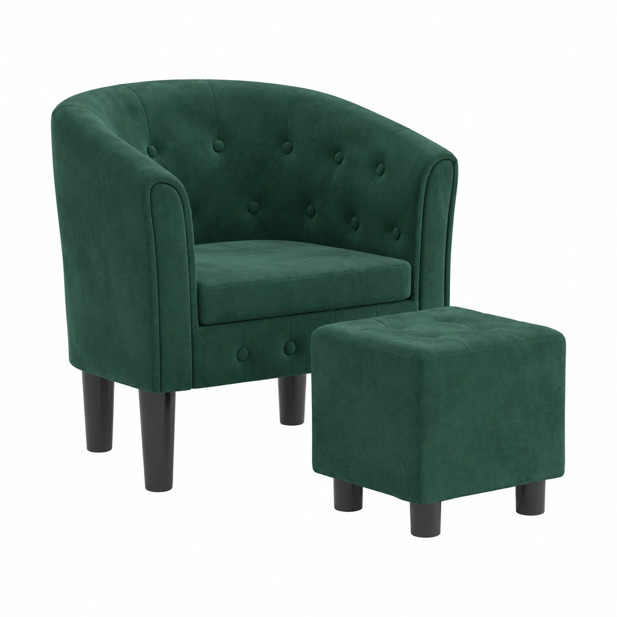 Fauteuil, en velours, rembourré, coloris vert, 70 x 56 x 68 cm, pour le salon ou la chambre