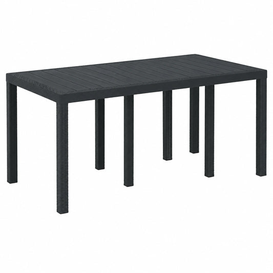 Table à manger, en résine tressée, coloris anthracite, 200 x 100 x 73 cm, pour la salle à manger