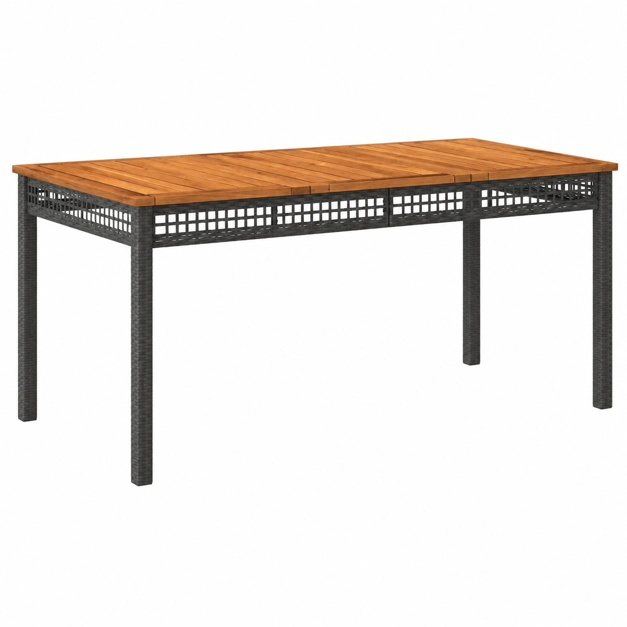 Table à manger, en résine tressée, coloris noir, pour la salle à manger