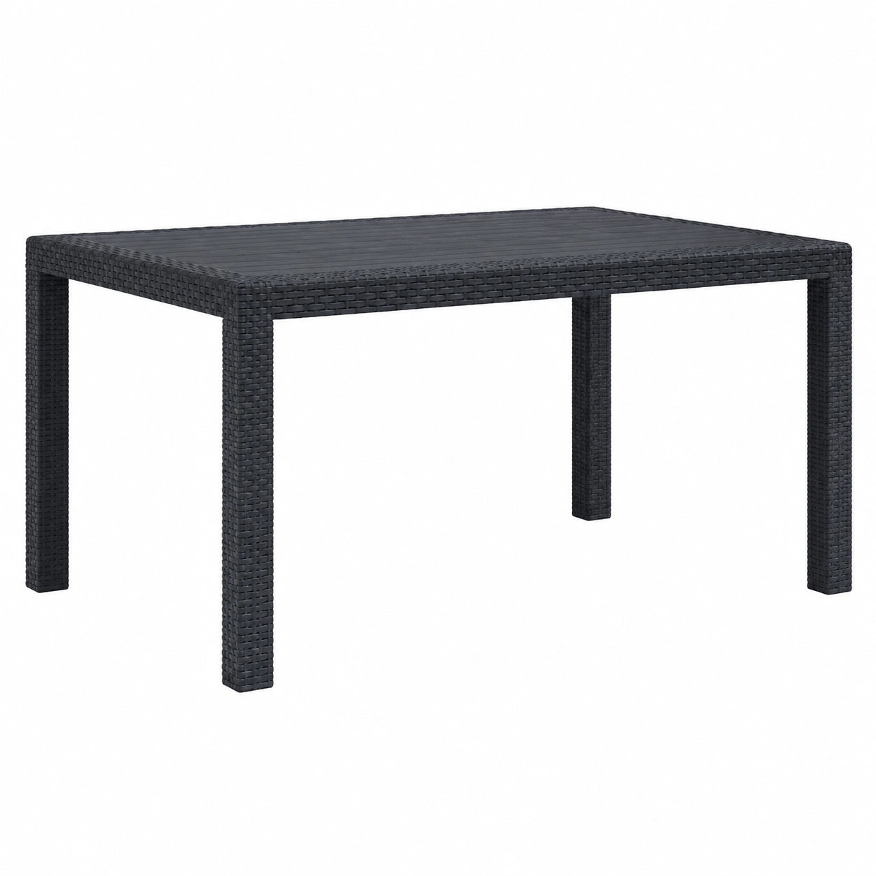 Table, en résine tressée, coloris anthracite, 150 x 90 x 72 cm, pour les espaces de vie