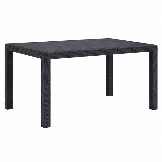 Table, en résine tressée, coloris anthracite, 150 x 90 x 72 cm, pour les espaces de vie