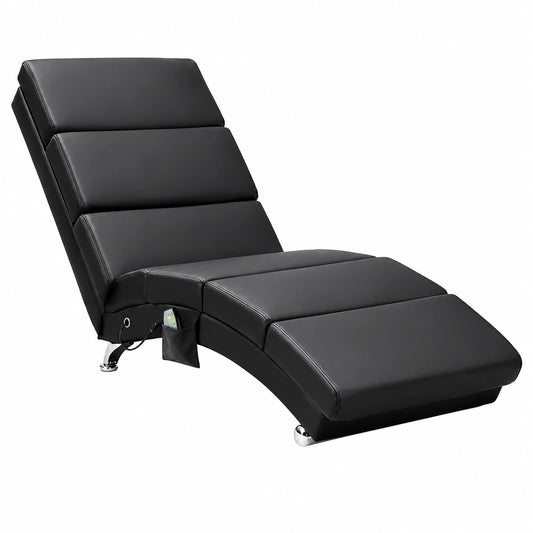 Chaise longue, coloris noir, pour la terrasse ou le jardin