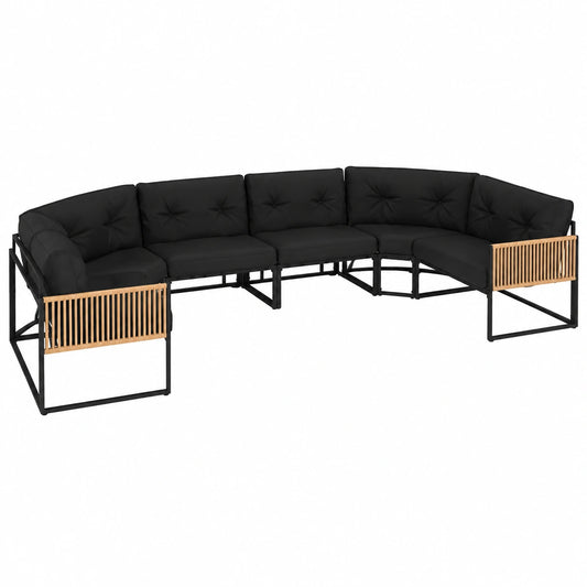 Salon de jardin, en métal et résine tressée, coloris noir, pour la terrasse ou le jardin