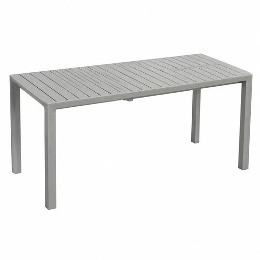 Table, extensible, en aluminium, 162 x 70 cm, coloris gris et argenté, pour les espaces de vie