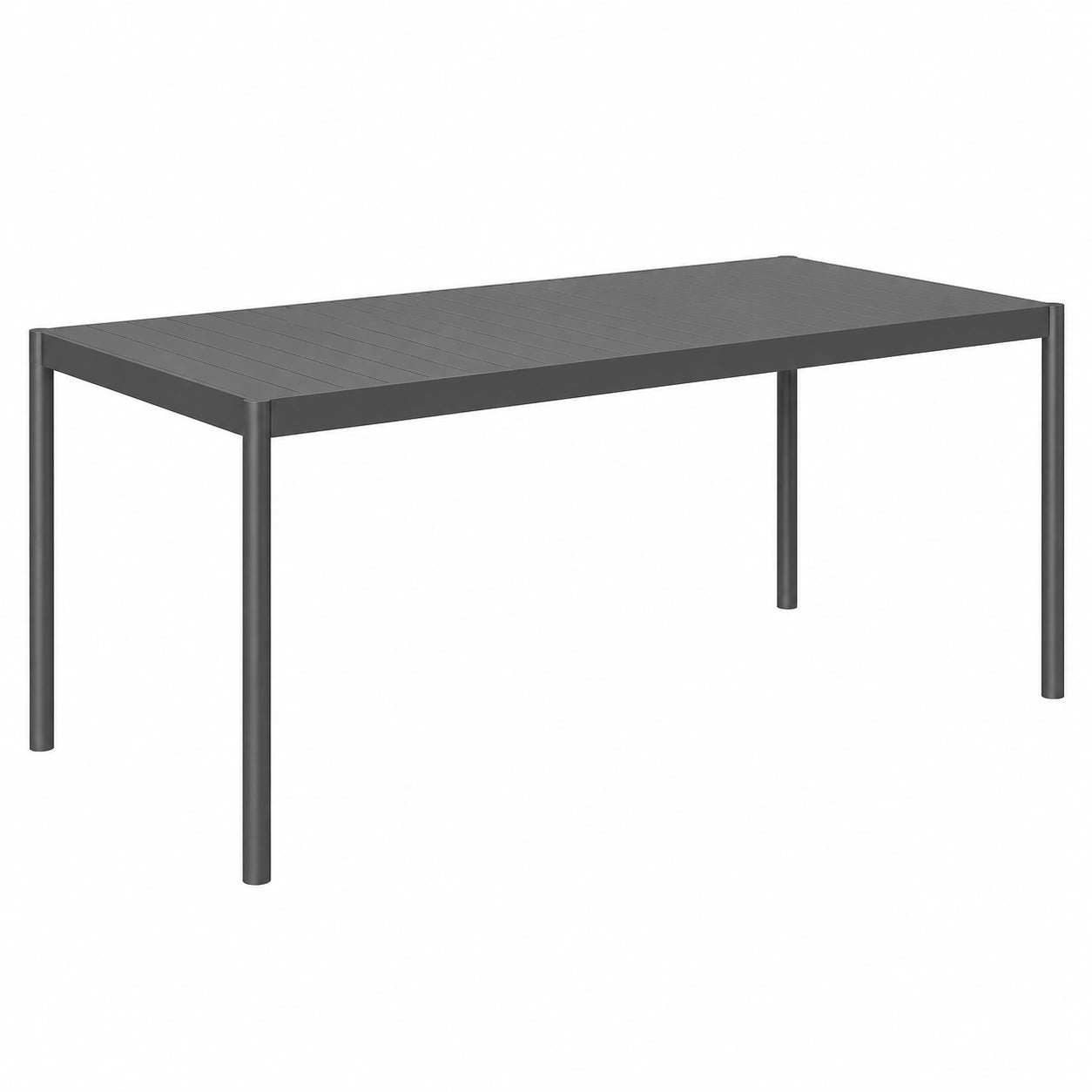 Table à manger, en acier, 8 places, coloris gris, pour la salle à manger