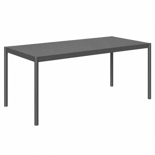 Table à manger, en acier, 8 places, coloris gris, pour la salle à manger