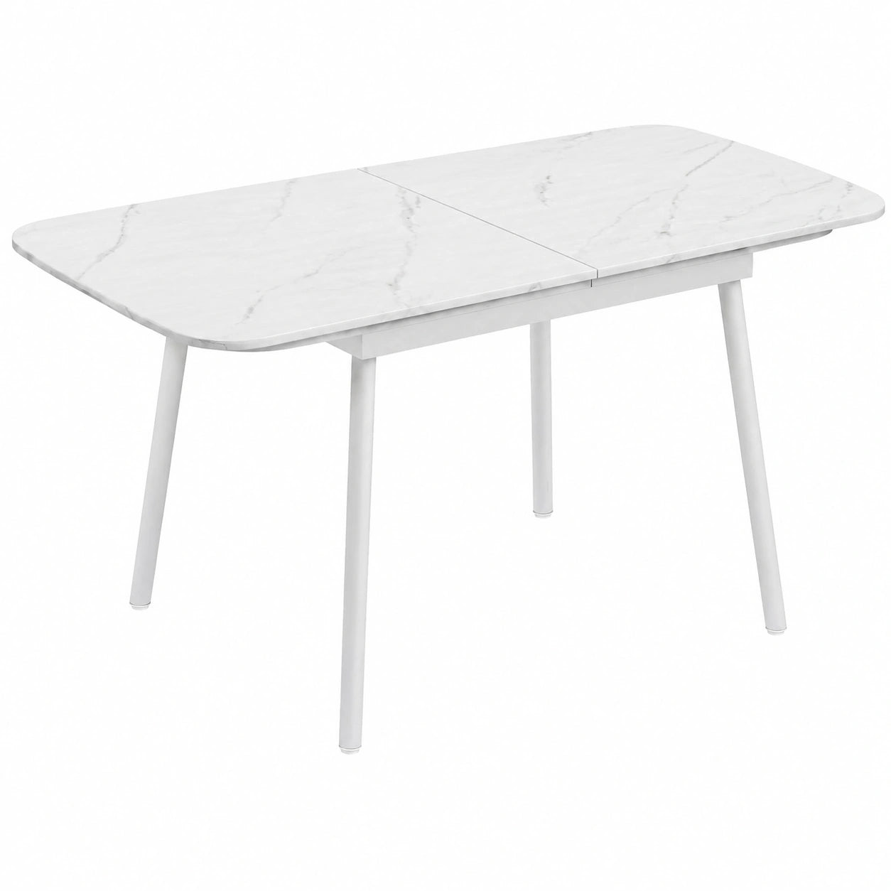 Table à manger, réglable, en métal, 6 places, 140 x 80 x 75 cm, coloris blanc, pour la salle à manger