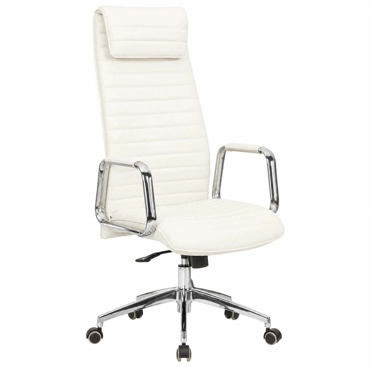 Bureau, en cuir, coloris blanc et crème, pour l’espace de travail
