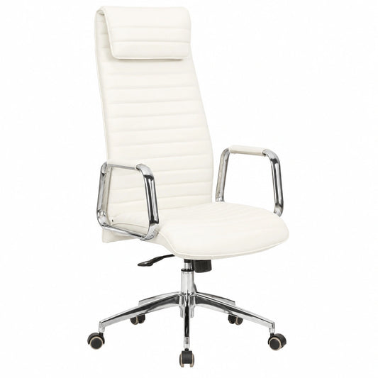 Bureau, en cuir, coloris blanc et crème, pour l’espace de travail