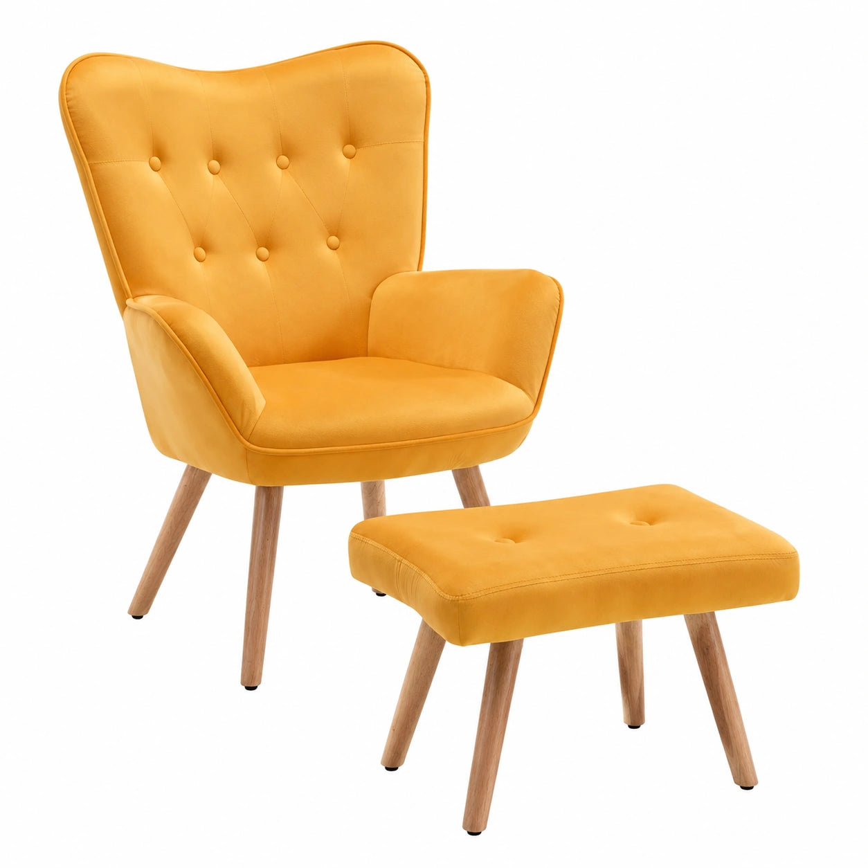 Fauteuil relax, en velours, coloris jaune, pour le salon