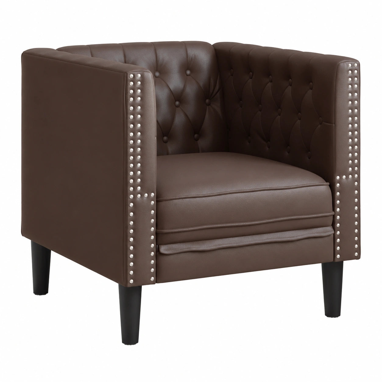 Fauteuil, en similicuir et cuir, 71 x 74,5 x 70,5 cm, coloris marron, pour le salon ou la chambre
